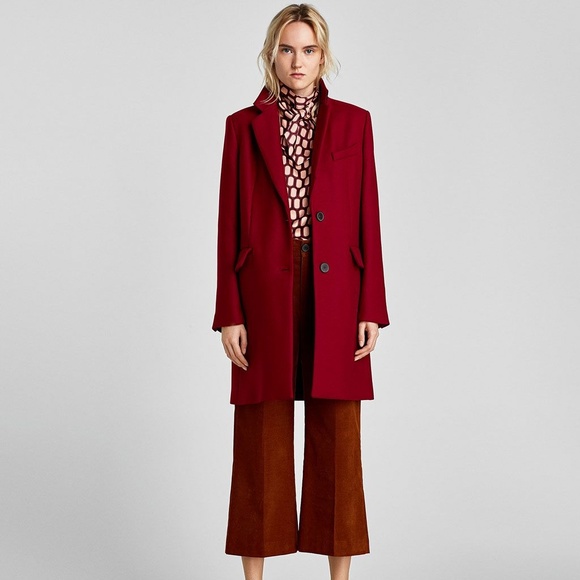 Nwt Zara Red Masculine Long Coat 